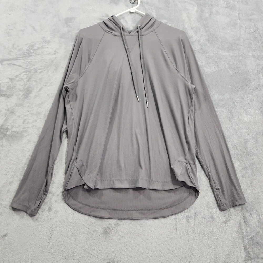 Sage‎ Collective Hoodie Womens XL Gray Lightweight Ribbed Pullover Thumbholes